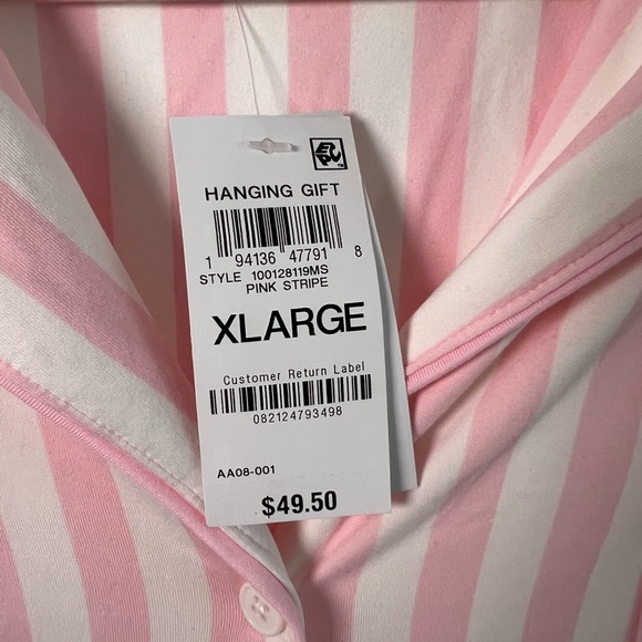 Charter Club NWT Pink and White Striped Pajama Shirt Nightgown Old Money XL - Picture 3 of 7
